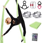 PRIOR FITNESS Aerial Silks Set, Professional Thicker Low Stretch Fabric 9/15/20 Yards Aerial Silk Swing Set with Hardware Guide, Yoga Starter Kit For Home, Aerial Yoga Hammock, Silks for Gymnastics