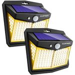 CLAONER Solar Lights Outdoor [128 LED/3 Modes], Solar Motion Sensor Security Lights IP65 Waterproof Durable Solar Powered Deck Lights 270°Lighting Angle for Yard Pathway Garage