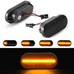 OZ-LAMPE LED Dynamic Side Indicator Compatible for Fiesta Focus MK2 C-Max Fusion Galaxy, 2Pcs Car Turn Signal Light Amber Direction Indicator Lights, Sequential Side Marker Blinker Smoked Lens