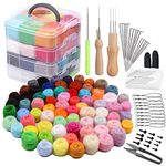 Needle Felting Kit, 72 Colours Felt Wool Roving, Needle Felting Starter Kit with Felting Needles, Basic Tools and Accessories for DIY Christmas Felt Crafts Wool Fibre Hand Spinning for Beginners