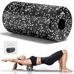 EVEREST FITNESS Foam Roller - 30 cm (11.9 inches) - Medium Hardness Massage Roller for Muscles - Yoga Pilates Back Muscle Rollers with Carrying Bag - in Black/White