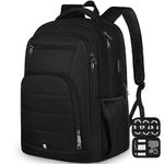 RAINSMORE Laptop Backpack 17 Inch Large Travel Backpack for Men Women Waterproof Computer Backpack Work Business College Backpack Bookbag TSA Friendly Carry on Backpack with USB Port, Black