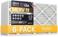 BNX TruFilter 14x25x1 Air Filter MERV 11 (6-Pack) - MADE IN USA - Allergen Defense Electrostatic Pleated Air Conditioner HVAC AC Furnace Filters for Allergies, Dust, Pet, Smoke, Allergy MPR 1200 FPR 7