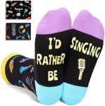 HAPPYPOP Singing Gifts for Singers - Funny Music Gifts for Kids Who Love Music, Girls Boys Music Socks 7-9 Years