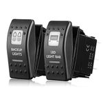 Kemimoto 5Pin ATV Rocker Switch Toggle ON-Off Led Light Bar & Backup Lights Push Button Rocker Compatible with RZR Recreation Utility Sportsman Honda 20Amp/12V Combo Package White