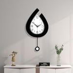 YIJIDECOR Decorative Wall Clock for Living Room Decor Large Modern Wall Clocks with Pendulum Battery Operated for Bedroom Office Kitchen Home Small Black Silent Wall Clock Non Ticking 11.8*22.4 Inch