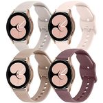 TEWIN Bands Compatible with Samsung Galaxy Watch 4 Bands 40mm 44mm, Galaxy Watch 4 Classic Band 42mm 46mm Women Men, 20mm Soft Silicone Sport Replacement Strap for Samsung Watch 4/5 Bands (Starlight+Smoke Purple+Milk Tea+Pink)