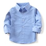 OCHENTA Men's Long Sleeve Shirt Regular Fit Solid Color Oxford Casual Button Down Dress Shirt Blue XS