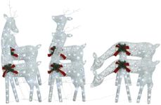 vidaXL Cold White Mesh Christmas Reindeers – Set of 6, Durable Steel and Fabric Construction, 180 Energy-Efficient LED Lights, 8 Illumination Effects