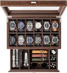 TAWBURY 12 Grid Watch Box for Men – Faux Leather Watch Display Case 12 | Watch Cases for Men | Mens Watch Storage Box | Mens Watch Box 12 (Brown)