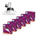 Philips LED Flicker Free 5"/6" Dimmable Recessed Downlight, EyeComfort Technology, 750 Lumen, Soft White Light (2700K), 8.5W=65W, E26 Base, Title 20 Certified, 6Count (Pack of 1)