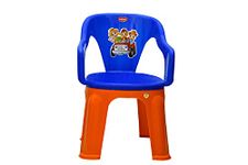 Prima Baby Plastic Dual-Toned Chair 123 Strong and Comfortable with Backrest for | Kids | Study | Play | Desk with Arms for Home/School for 1 to 6 Years Age, Blue-Orange Color