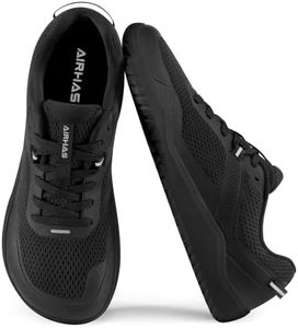 AIRHAS Mens Zero Drop Barefoot Shoes Anatomical Tox Box Sneakers for Men Gym Workout Cross Training Shoes(Black,7.5)