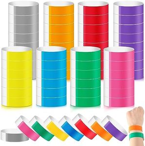 800 Pieces Colored Wristbands for Events Wrist Bands Paper Bracelets Wristbands Waterproof Arm Bands for Events Custom Adhesive Wristbands for Party(Red,Green,Yellow,Blue,Orange,Pink,Purple,Grey)