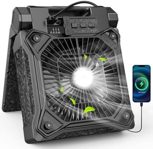 JINLICTE Solar Camping Fan with LED Lantern, 20000mAh Rechargeable Battery Powered with 10W Solar Panel and Emergency Power Bank, Quiet Battery Operated Tent Fan for Picnic, Barbecue, Fishing, Travel