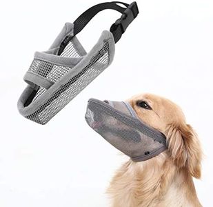 Nylon Muzzle for Small Medium Large Dogs, Breathable and Drinkable Muzzle for Barking and Anti-Barking (Grey, L)