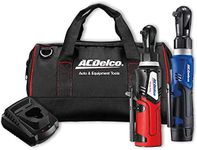 ACDelco ARW1209-K9 G12 Lithium-Ion 12V (10.8V) Electric 3/8" & 1/4" Cordless Ratchet Wrench Power Tool Combo Kit | Tool Set Includes x1 Battery Pack, Charger & Canvas Bag