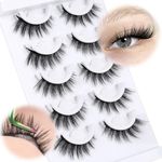 Natural Self Adhesive Eyelashes Cat Eye Lashes No Glue Needed Reusable Self Adhesive Lashes Wispy Faux Mink Lashes without Eyeliner False Eyelashes Pre Glued Fluffy Strip Lash 5 Pairs by Zegaine