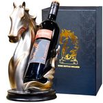 YINGAVERSAI Wine Bottle Holder Wine Racks Tabletop Horse Statue as Home Kitchen Wine Cellar Decorative Storage Organizer, Horse Sculpture Horse Decor Horse Gifts for Girls Men Women (Silver