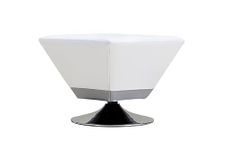 Manhattan Comfort Diamond White and Polished Chrome Swivel Ottoman (OT002)