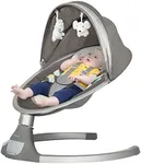 Dream On Me Zazu Baby Swing, Baby Swing for Infant, 5 - Swinging Speed, Two Attached Toys, Bluetooth Enabled and Remote Control, Grey and Blue