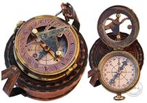 Brass Handmade Sundial Compass Beautiful Gift Item with Leather Case - Sun Clock - Steampunk Accessory – Nautical Gift – Wedding Gifts for Him – Sundial Watch