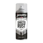 JENOLITE Directorust Spray Paint Satin Finish | BLACK | 400ml | Direct To Rust Spray Paint For Metal | All-In-One Multi Surface Paint for Metal, Wood, Plastic, Ceramic | RAL 9005