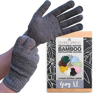 Temple Spring Peelinghandschuh, Peeling Körper Duschschwamm, Waschhandschuh Körper Sauna Zubehör, Peeling Handschuh, Duschhandschuh Badezubehör für Ingrown Hair, Luffa Handschuh – Grau XL