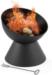 VonHaus Fire Pit – Firepit for Outdoor, Garden, Patio – Portable & Lightweight Raised Fire Bowl, Black Steel, Fire Poker Included – Use Wood or Charcoal to Fuel
