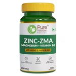 Pure Nutrition Naturals Zinc ZMA 800mg 120 Veg Tablets | Zinc Magnesium Aspartate + Vitamin B6 for Men & Women | Supports Muscle & Bone Strength, Stress Management | Improves Sleep Quality