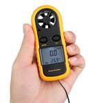 BSITFOW Anemometer Digital LCD Wind Speed Meter Gauge Air Flow Velocity Measurement Thermometer with Backlight for RC Drones Helicopter Windsurfing Kite Flying Sailing Surfing Fishing Etc YELLOW