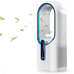 Misby Desk Fan, 11.8 Inch Portable Bladeless Fan, Small Quiet Rechargeable Fan with Battery, 3 Speeds, Touch Control, Easy to Clean, Personal Table Fan for Bedroom,Home,Office (White)