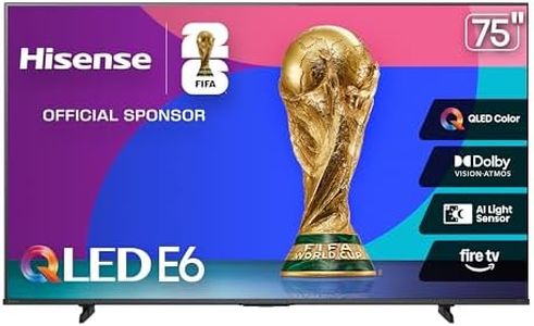 Hisense 75" E6 Cinema Series QLED 4K UHD Smart Fire TV (75E6QF, 2025 Model) - QLED, AI Light Sensor, Dolby Vision · Atmos, Voice Remote with Alexa, Motion Rate 120, HDR 10+ Adaptive, Game Mode Plus