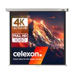 celexon manual home cinema and business pull down projector screen - 4K and Full HD manual screen professional - 200 x 200 cm – 110” inch - 1:1 - Gain 1.2