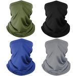 Finvizo Multifunctional Headwear 4 Pack Neck Gaiter: Elastic Tube Scarf Face Mask Bandana Balaclava Snoods, Green