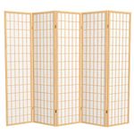 Oriental Furniture 6 ft. Tall Window Pane Shoji Screen - Natural - 5 Panels