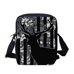 SCRAWLGOD American Flag Camo Deer Hunting Small Shoulder Bag Travel Cross Body Bag Casual Messenger Bag for Sport Fashion Satchel Girls Crossbody Bags