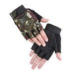 Kids Half Finger MTB Cycling Gloves Road Bike Gloves Breathable Anti Slip Workout Gloves Roller Skating Mitten Sports Gloves Fingerless Riding Climbing Gloves for Boys Girls (L For 8-12Y, Camo)