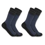 Carhartt Men's Heavyweight Synthetic-Wool Blend Boot Sock 2 Pairs, Denim, L