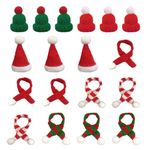 SKHAOVS 18 Pcs Mini Christmas Hat and Mini Scarf Set Lollipop Hat Bottle Cap Decoration Hat Mini Hat with Scarf for Table Decor Snowman Decoration Gift Decoration Party Christmas (18 Pcs)