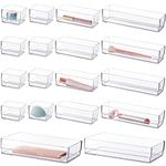 STORi SimpleSort 18-Piece Stackable Clear Drawer Organizer Set | Multi-size Trays | Makeup Vanity Storage Bins and Office Desk Drawer Dividers | Made in USA