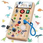 Dinosaur Light Switch Board - 8 LED Switches, Sensory Montessori Toy for 1+ Year Olds