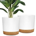DEMACIYA 10 Inch Plant Pots, 2Pack Planters for Indoor Plants with Drainage Holes and Removable Base, Saucer Modern Decorative for Outdoor Garden Planters