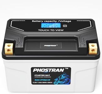 PHOSTRAN 12V 7.5Ah Lithium Motorcycle Battery YTX14-BS/YTX9-BS/YTX12-BS,LiFePO4 Lithium Battery with Pure Copper Terminals, with 2 Universal-Fit EVA Spacers, Compatible with Motorcycle Lawn Mower ATV