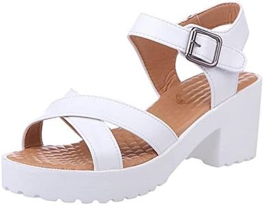 Allbestop Chaussures Femmes Été,Bottes Plateforme Femme Chaussures Confortables Femme Chaussures Hommes D Été Chausson Femme Ete Chaussure Roller Femme Talon Co(Blanc,42)