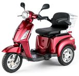 VELECO ZT15 - Tricycle Mobility Scooter - Fully Assembled and Ready to Ride - Electromagnetic Brake - Digital Speedometer - Spacious Storage Space - 3 Wheel Senior Mobile (Red)