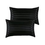 2 Pack Satin Pillowcases for Hair and Skin, Super Soft Silky Pillow Cases with Envelope Closure, Less Friction Less Wrinkles & Frizz (50 x 75cm, Black-striped)