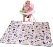 Minimono Baby Splat Mat for Under High Chair, Arts and Crafts - 47"x57" Washable Waterproof Activity Mats and Floor Protector Anti Splash Spill Mat for Baby Led Weaning - BLW Supplies (Safari Animals)