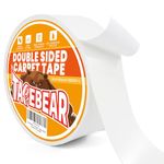 TAPEBEAR Heavy-Duty Double Side Carpet Tape, 50mm x 36m Removable Carpet Tape for Area Rugs, Multipurpose Gripper Non Slip Tape for Wood Floor and Outdoor Rugs, Residue-Free, 2inch X 40yard, White