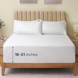 LuxClub 4 PC Sheet Bed Sheets Deep Pockets 18" Wrinkle Free Kids Fitted Sheets Machine Washable Hotel Bedding Silky Soft - White Twin